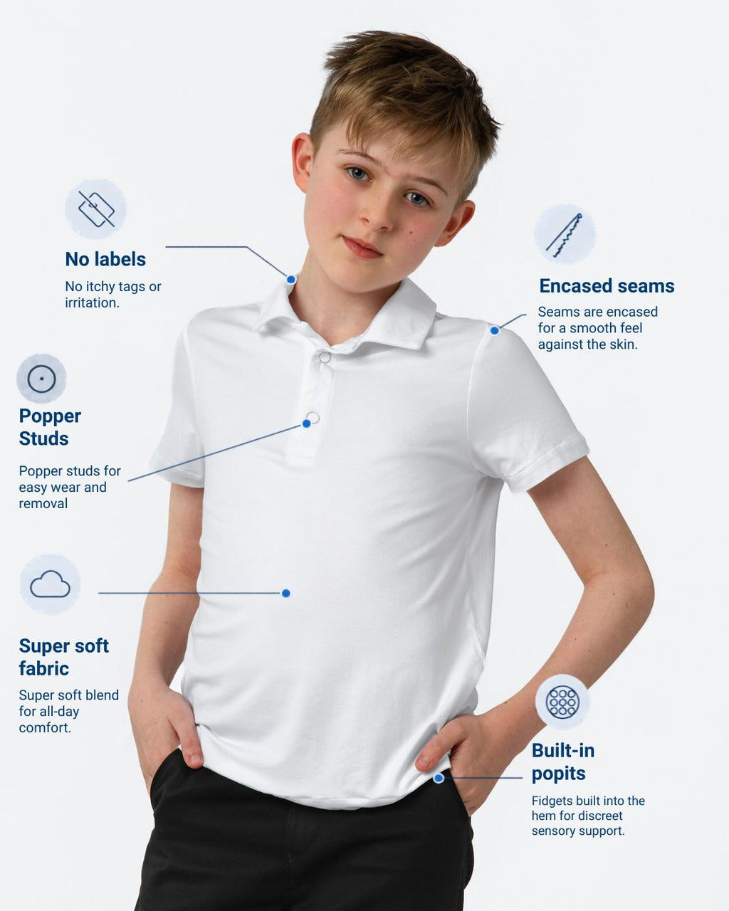 Fidget-T Sensory School Polo Shirt