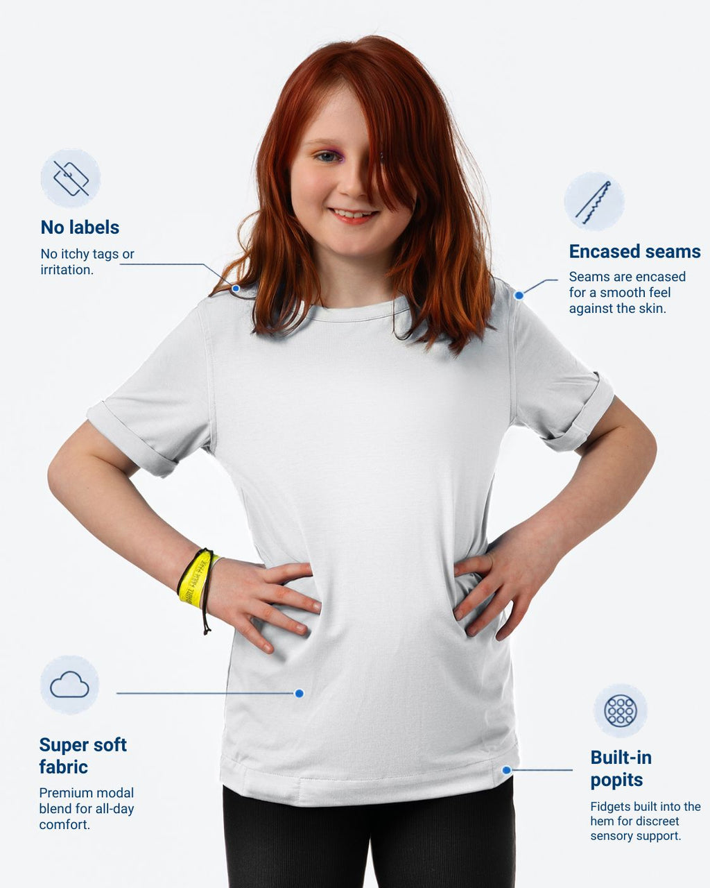 Fidget-T Sensory T-Shirt (White)